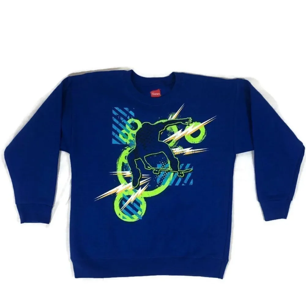 Boys Youth‎ Small Blue Sweatshirt with Skateboard